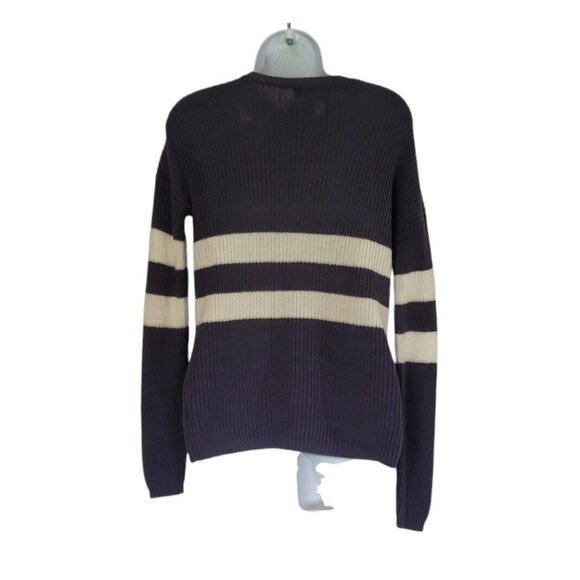 Pink Rose Sweater Juniors XL Gray Stripe Knit Vintage - Picture 4 of 8